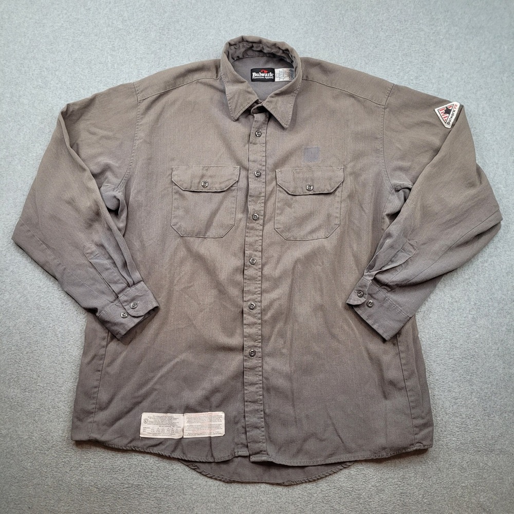 Bulwark FR Work Shirt Mens XL Grey Long Sleeve Arc Rating 6.5 ATPV 2112